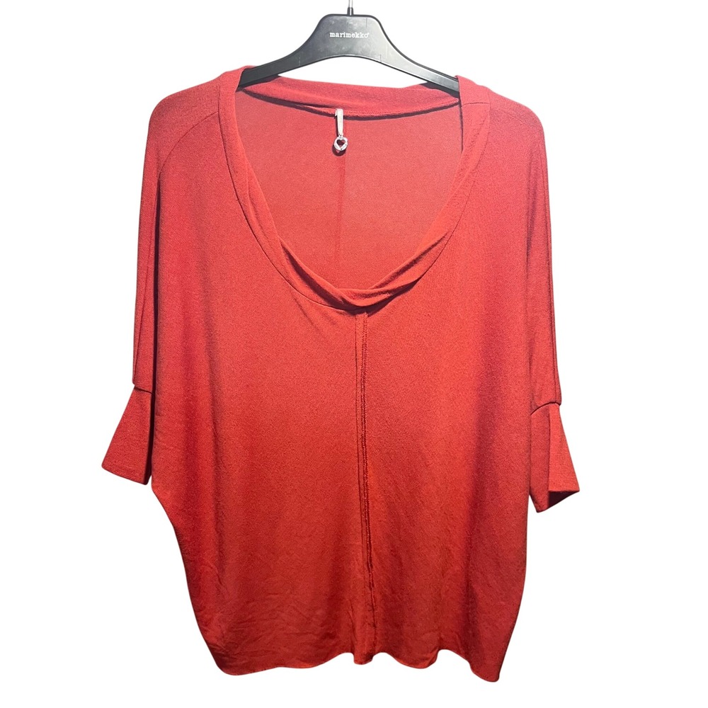 Robin K Boho Rust Red Cowl Neck Dolman Sleeve Knit Top Medium 16935